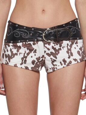 *BNWT* Dolls Kill Current Mood Faux Fur Cow Print Shorts